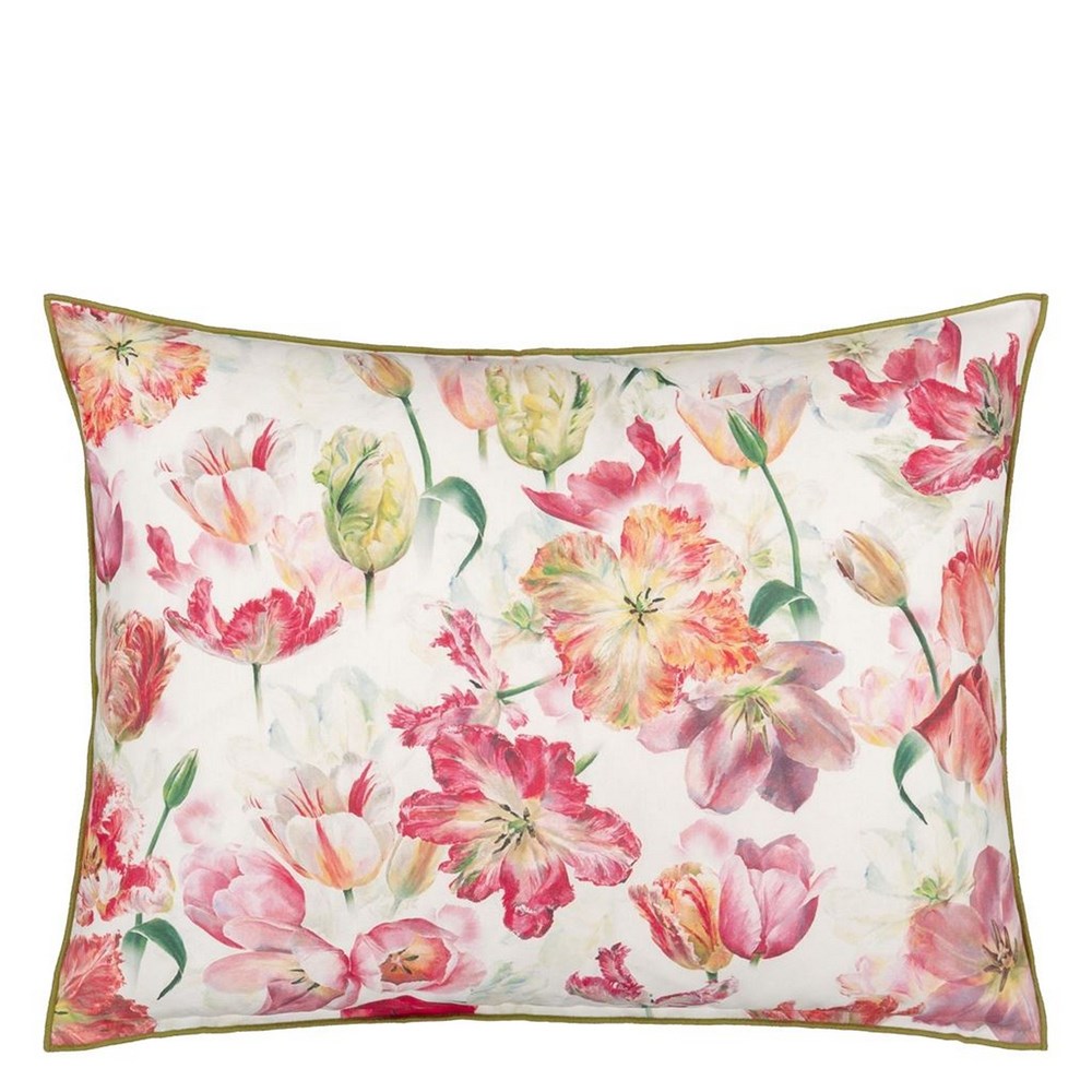 Tulip Garden Outdoor Cushion By Designers Guild in Azalea Pink